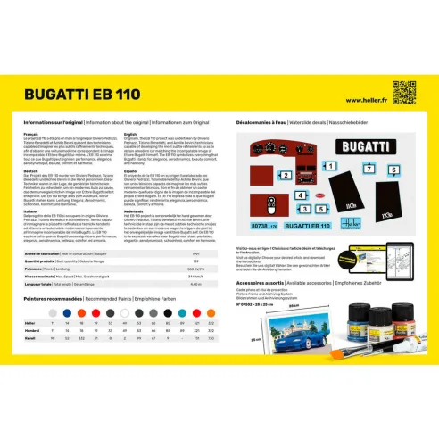 Maquette voiture Bugatti Eb 110 1:24 - Starter Kit - Heller 56738