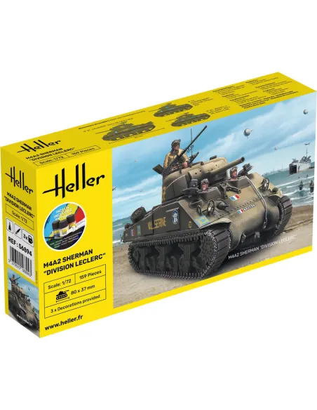 Maquette char M4A2 Sherman Division Leclerc 1/72 - Starter Kit - Heller 56894