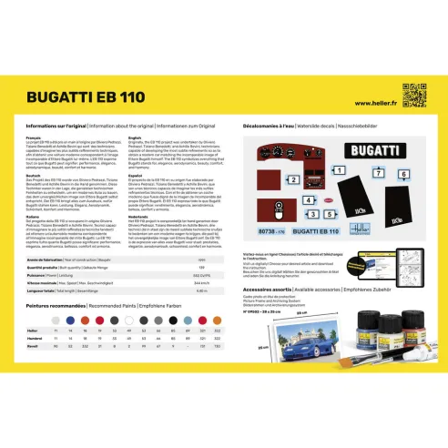 Maquette voiture Bugatti Eb 110 1:24 - Heller 80738