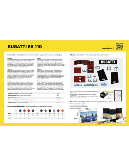 Maquette voiture Bugatti Eb 110 1:24 - Heller 80738