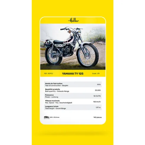 Maquette moto Yamaha Ty 125 1:8 - Heller 80902