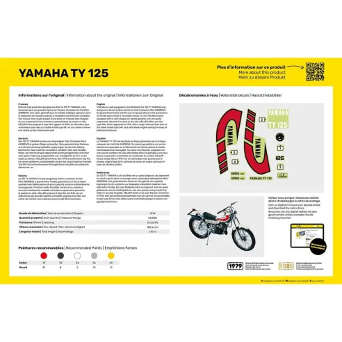 Maquette moto Ty 125 Bike 1:8 - Starter Kit - Heller 56902