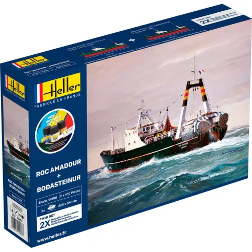 Maquette bateau Roc Amadour + Bodasteinur Twinset 1:1200 - Starter Kit - Heller 55608