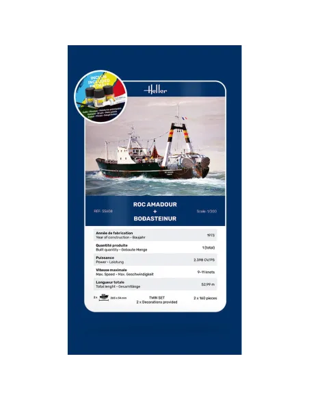 Maquette bateau Roc Amadour + Bodasteinur Twinset 1:1200 - Starter Kit - Heller 55608 Maquette bateau Roc Amadour + Bodasteinur Twinset 1:1200 - Starter Kit - Heller 55608