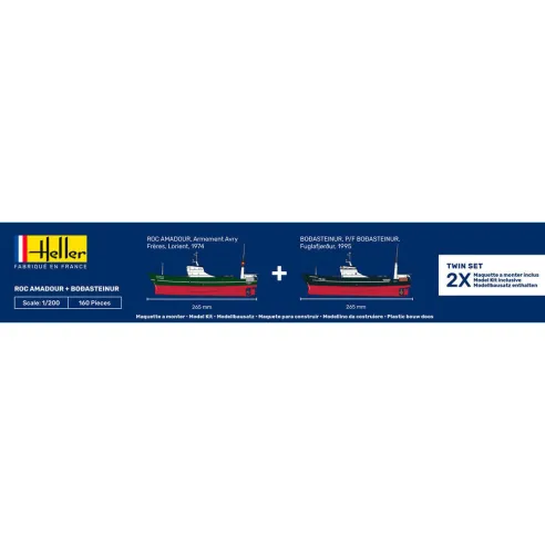 Maquette bateau Roc Amadour + Bodasteinur Twinset 1:1200 - Starter Kit - Heller 55608