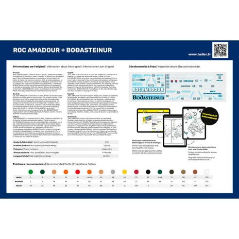 Maquette bateau Roc Amadour + Bodasteinur Twinset 1:1200 - Starter Kit - Heller 55608