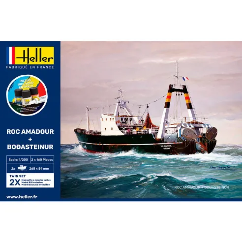 Maquette bateau Roc Amadour + Bodasteinur Twinset 1:1200 - Starter Kit - Heller 55608