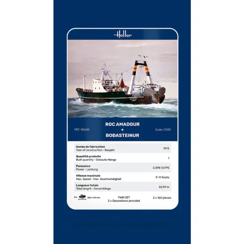 Maquette bateau Roc Amadour + Bodasteinur Twinset 1:1200 - Heller 85608