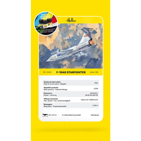 Maquette avion F-104G Starfighter 1:48 - Starter Kit - Heller 35520