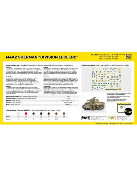 Maquette char M4A2 Sherman Division Leclerc 1/72 - Starter Kit - Heller 56894