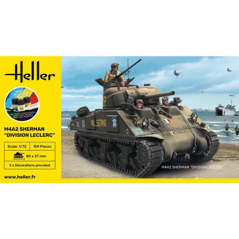 Maquette char M4A2 Sherman Division Leclerc 1/72 - Starter Kit - Heller 56894
