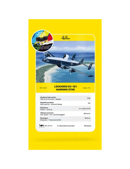 Maquette avion Ec-121 Warning Star 1:72 - Starter Kit - Heller 56311