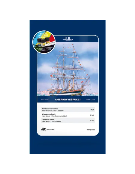 Maquette bateau Amerigo Vespucci 1/160 - Starter Kit - Heller 58807 Maquette bateau Amerigo Vespucci 1/160 - Starter Kit - Heller 58807