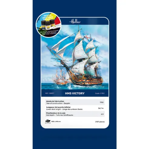 Maquette bateau Hms Victory 1:100 - Starter Kit - Heller 58897