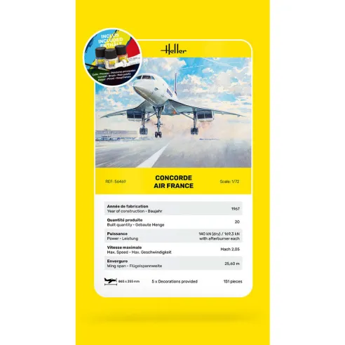 Maquette d'avion Concorde Af 1:72 - Starter Kit - Heller 56469