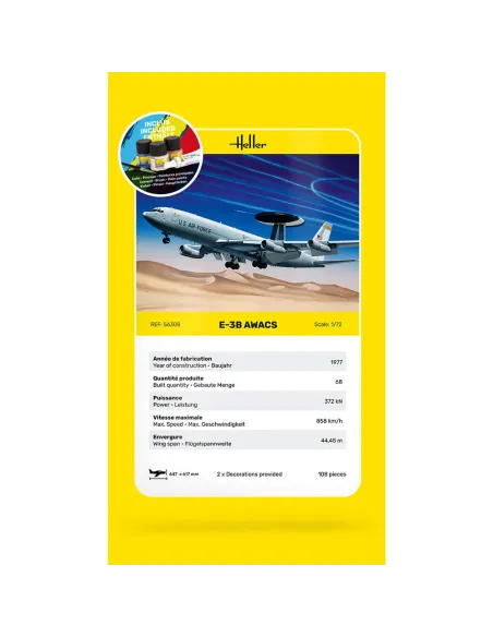 Maquette d'avion E-3B Awacs 1:72 - Starter Kit - Heller 3279510563085