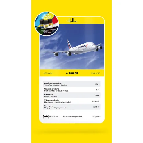 Maquette d'avion A 380 Af 1:125 - Starter Kit - Heller 56436
