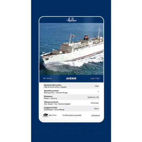 Maquette bateau Avenir 1:200 - Heller 80625