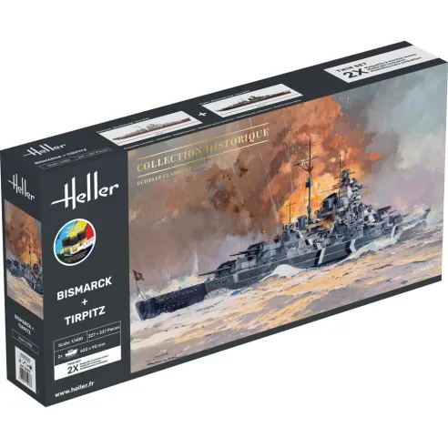 Maquettes bateaux Bismarck + Tirpitz Twinset 1:400 - Starter Kit - Heller 55078