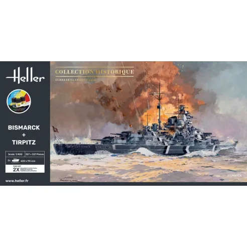 Maquettes bateaux Bismarck + Tirpitz Twinset 1:400 - Starter Kit - Heller 55078