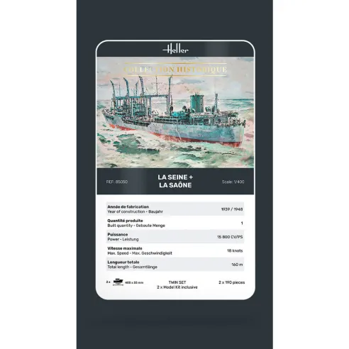 Maquettes bateaux La Seine + La Saone Twinset 1:400 - Heller 85050