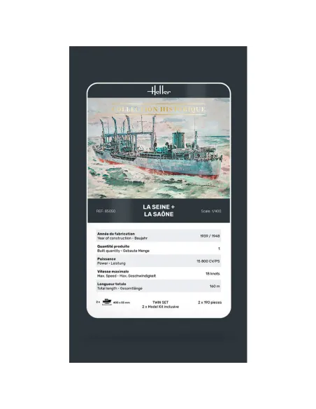 Maquettes bateaux La Seine + La Saone Twinset 1:400 - Heller 85050 Maquettes bateaux La Seine + La Saone Twinset 1:400 - Heller 85050