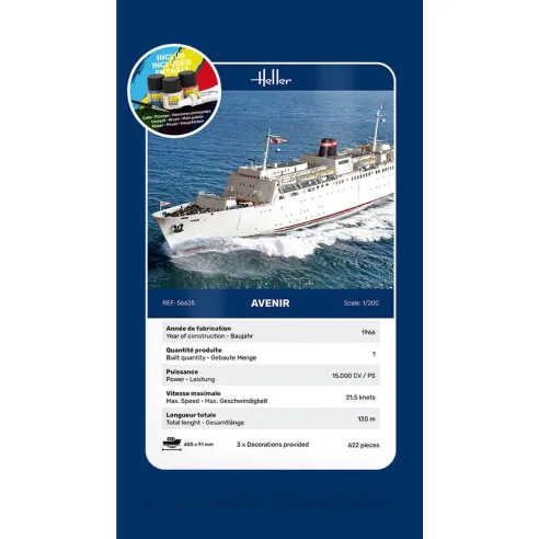 Maquette bateau Avenir 1:1200 - Starter Kit - Heller 56625