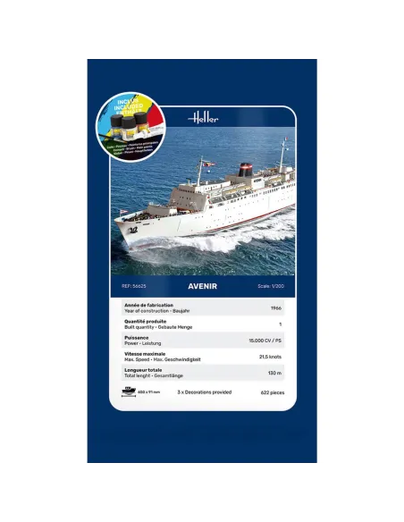 Maquette bateau Avenir 1:1200 - Starter Kit - Heller 56625