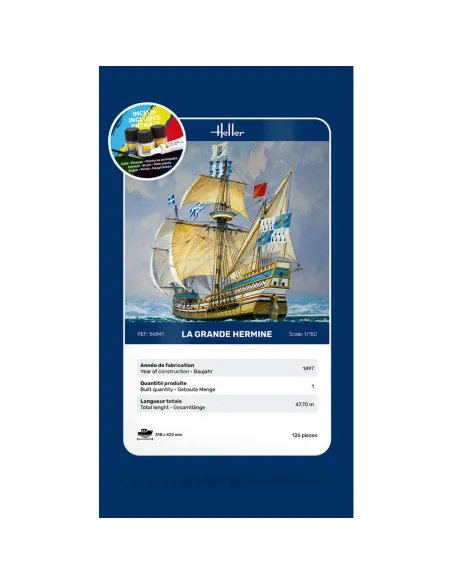 Maquette bateau La Grande Hermine 1:150 - Starter Kit - Heller 56841 Maquette bateau La Grande Hermine 1:150 - Starter Kit - Heller 56841