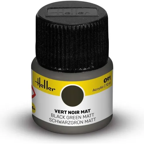 Peinture Acrylique 091 vert noir mat 12ml - Heller 9091