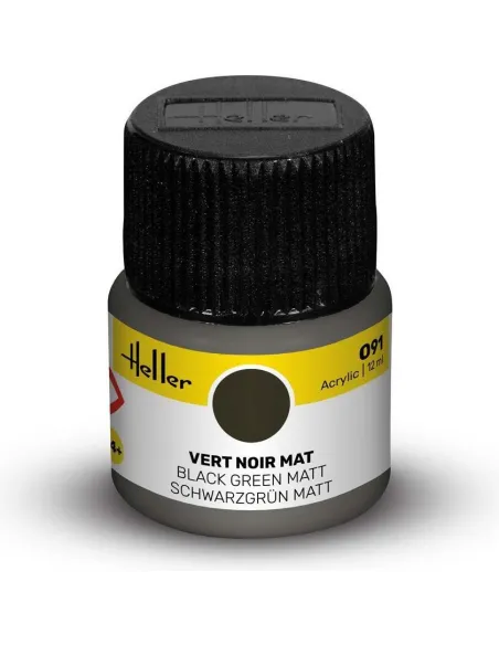 Peinture Acrylique 091 vert noir mat 12ml - Heller 9091