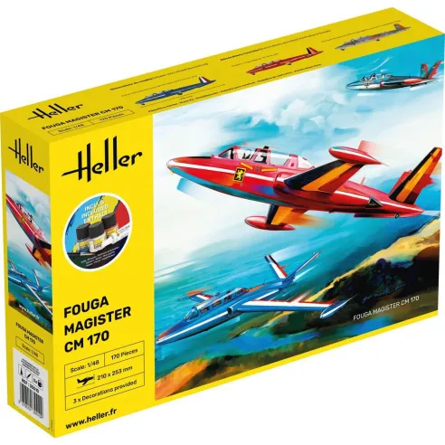 Maquette avion Fouga Magister Cm 170 1:48 - Starter Kit - Heller 35510