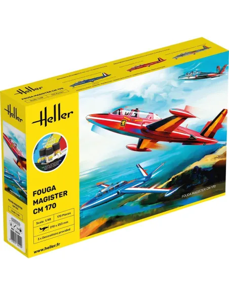 Maquette avion Fouga Magister Cm 170 1:48 - Starter Kit - Heller 35510