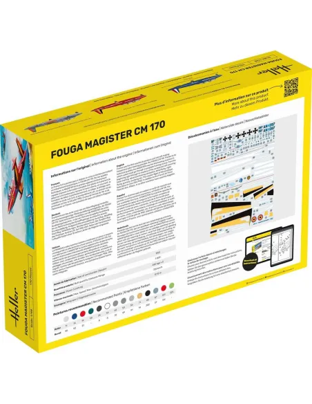 Maquette avion Fouga Magister Cm 170 1:48 - Starter Kit - Heller 35510