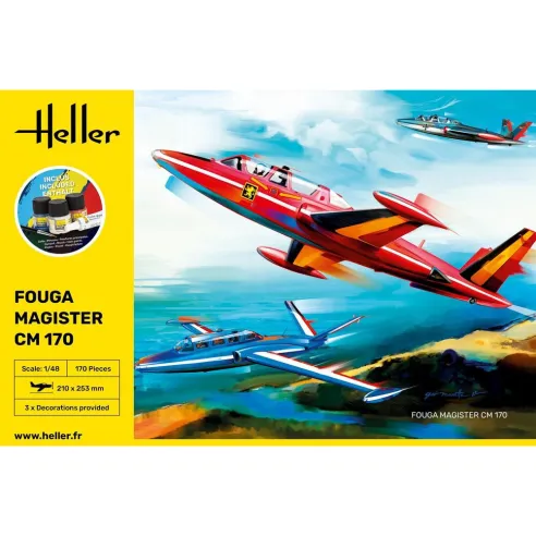 Maquette avion Fouga Magister Cm 170 1:48 - Starter Kit - Heller 35510
