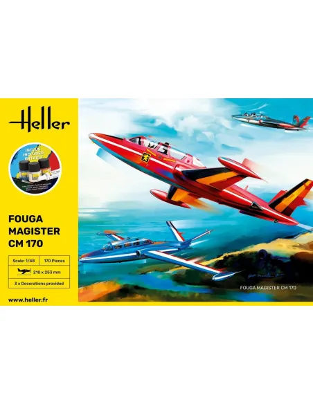 Maquette avion Fouga Magister Cm 170 1:48 - Starter Kit - Heller 35510