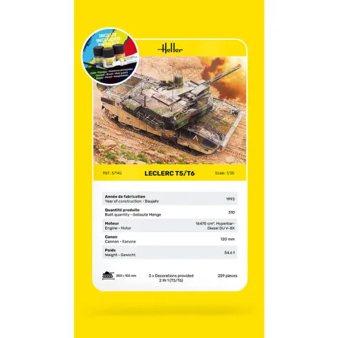 Maquette char Leclerc T5/T6 1:35 - Starter Kit - Heller 57142