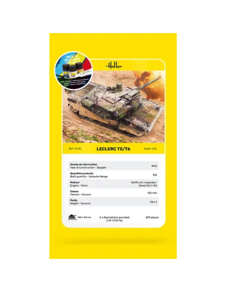 Maquette char Leclerc T5/T6 1:35 - Starter Kit - Heller 57142