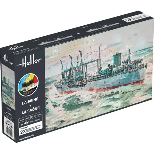 Maquettes bateaux La Seine + La Saone Twinset 1:400 - Starter Kit - Heller 55050