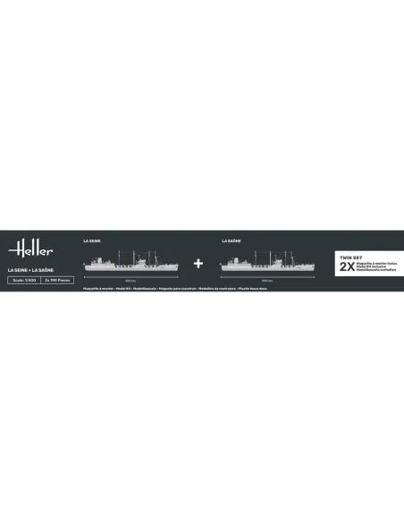 Maquettes bateaux La Seine + La Saone Twinset 1:400 - Starter Kit - Heller 55050 Maquettes bateaux La Seine + La Saone Twinset 1:400 - Starter Kit - Heller 55050