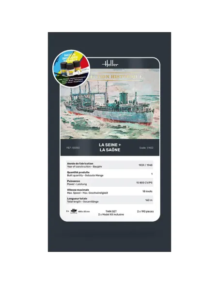 Maquettes bateaux La Seine + La Saone Twinset 1:400 - Starter Kit - Heller 55050 Maquettes bateaux La Seine + La Saone Twinset 1:400 - Starter Kit - Heller 55050