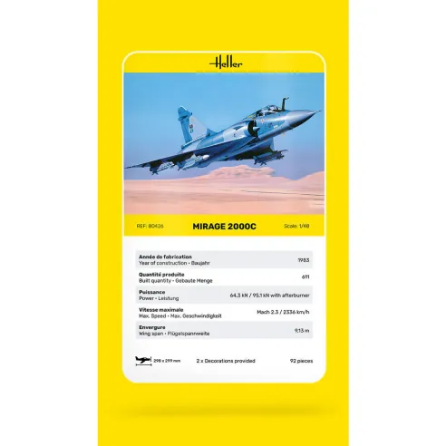 Maquette avion Mirage 2000 C 1:48 - Heller 80426