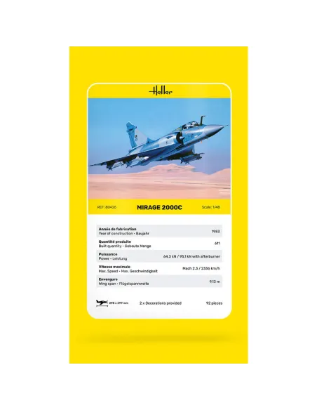 Maquette avion Mirage 2000 C 1:48 - Heller 80426
