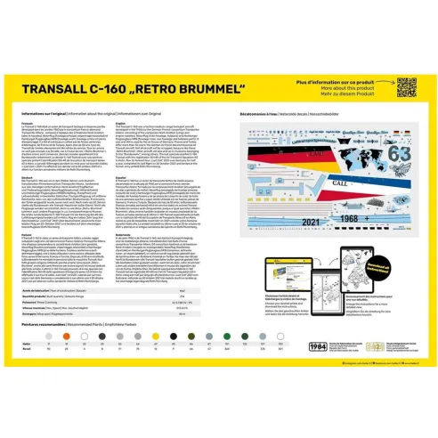 Maquette avion Transall C-160 Retro Brummel 1:72 - Starter Kit - Heller 56358