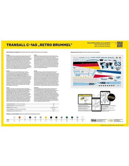 Maquette avion Transall C-160 Retro Brummel 1:72 - Starter Kit - Heller 56358