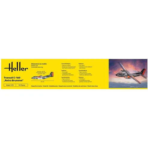 Maquette avion Transall C-160 Retro Brummel 1:72 - Starter Kit - Heller 56358