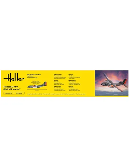 Maquette avion Transall C-160 Retro Brummel 1:72 - Starter Kit - Heller 56358