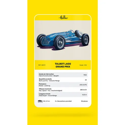 Maquette voiture Talbot Lago Grand Prix 1:24 - Heller 80721