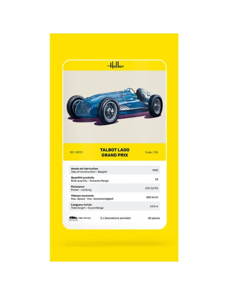 Maquette voiture Talbot Lago Grand Prix 1:24 - Heller 80721
