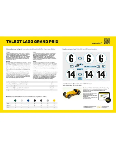Maquette voiture Talbot Lago Grand Prix 1:24 - Heller 80721
